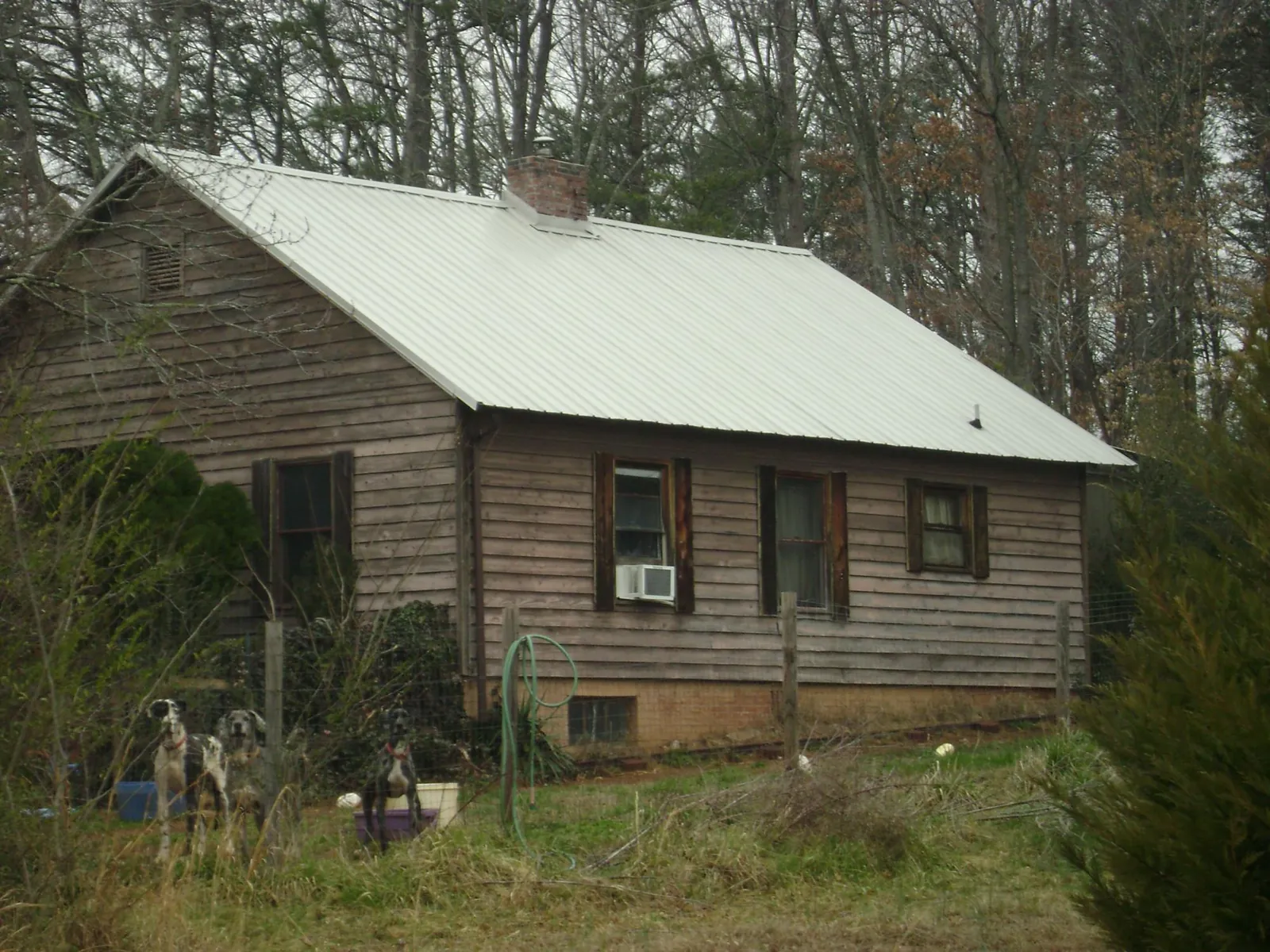 White metal roof on an old wood sided farmhouse, from a Asphalt Shingle Roof Repair job in Central Islip